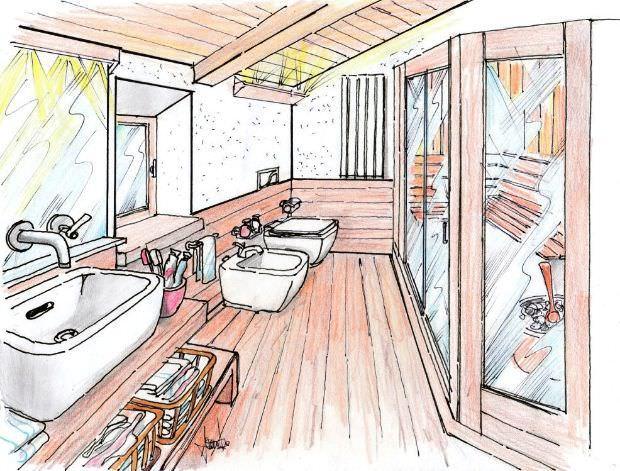 DISEGNO BAGNO - SAUNA IN MANSARDA